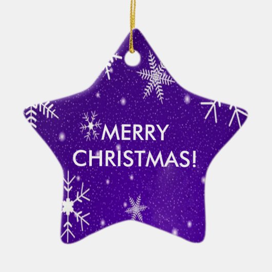 Schneeflocken mit blauem Hintergrund Keramikornament (Vorne)