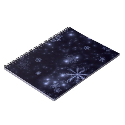 Schneeflocken mit blauem Hintergrund Notizblock (Linke Seite)