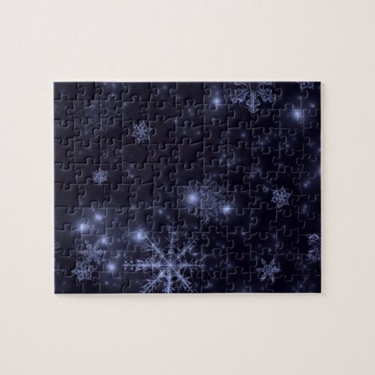 Schneeflocken mit blauem Hintergrund Puzzle (Horizontal)