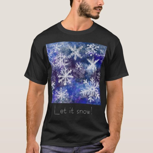 Schneeflocken mit blauem Hintergrund T-Shirt (Vorderseite)