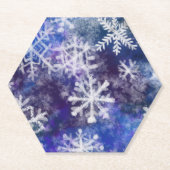 Schneeflocken mit blauem Hintergrund Untersetzer (Vorderseite)
