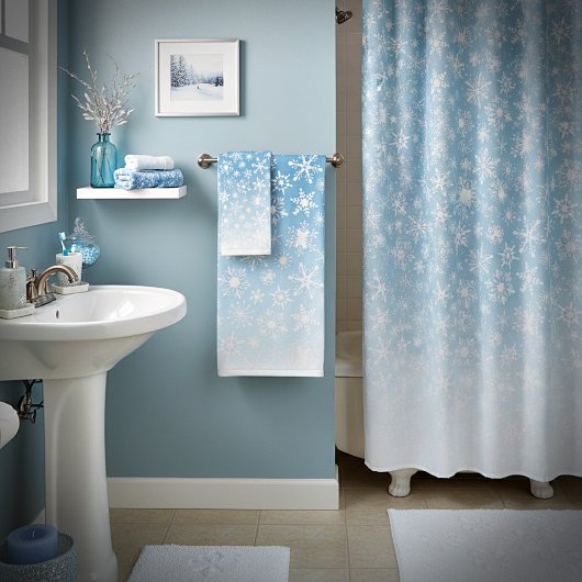 Schneeflocken mit blauer Steigung Badhandtuch Set