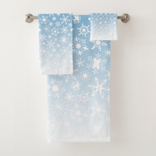 Schneeflocken mit blauer Steigung Badhandtuch Set (Insitu)