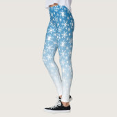 Schneeflocken mit blauer Steigung Leggings (Links)