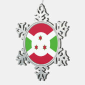 Schneeflocken mit Burundi-Flagge Schneeflocken Zinn-Ornament (Rechts)