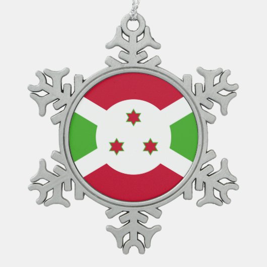 Schneeflocken mit Burundi-Flagge Schneeflocken Zinn-Ornament (Vorderseite)