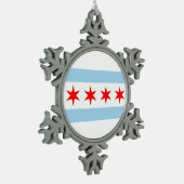 Schneeflocken mit Chicago, Illinois Flag Schneeflocken Zinn-Ornament (Links)