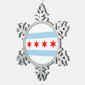 Schneeflocken mit Chicago, Illinois Flag Zinn-Ornament (Rechts)