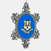 Schneeflocken mit Connecticut-Flagge Zinn-Ornament (Links)