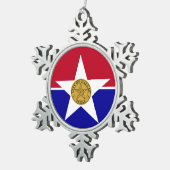 Schneeflocken mit Dallas Flag Zinn-Ornament (Rechts)