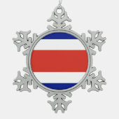 Schneeflocken mit der Fahne Costa Ricas Schneeflocken Zinn-Ornament (Vorderseite)