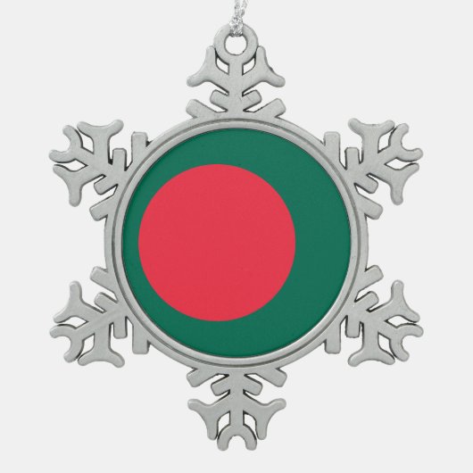 Schneeflocken mit der Flagge Bangladeschs Zinn-Ornament (Vorderseite)