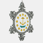 Schneeflocken mit der Flagge der Insel Rhode Schneeflocken Zinn-Ornament (Links)