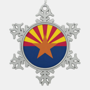 Schneeflocken mit der Flagge von Arizona Zinn-Ornament