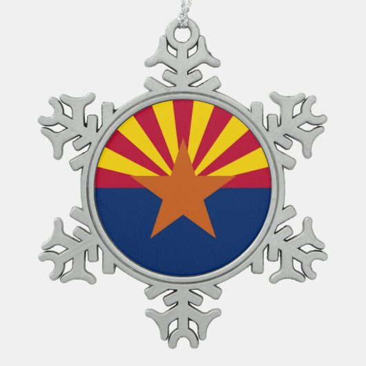 Schneeflocken mit der Flagge von Arizona Zinn-Ornament (Vorderseite)