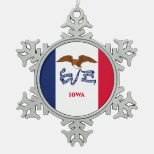 Schneeflocken mit der Flagge von Iowa Zinn-Ornament
