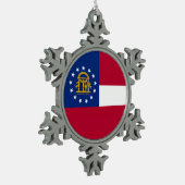 Schneeflocken mit georgischer Flagge Zinn-Ornament (Links)