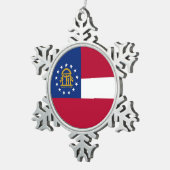 Schneeflocken mit georgischer Flagge Zinn-Ornament (Rechts)