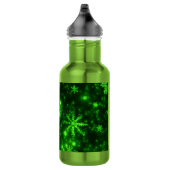 Schneeflocken mit grünem Hintergrund Edelstahlflasche (Rechts)
