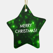 Schneeflocken mit Grünem Hintergrund Keramik Ornament (Links)