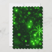 Schneeflocken mit grüner Hintergrundflachkarte Feiertagskarte (Rückseite)