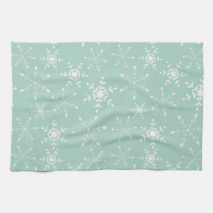 Schneeflocken mit grüner Küche Küchentuch