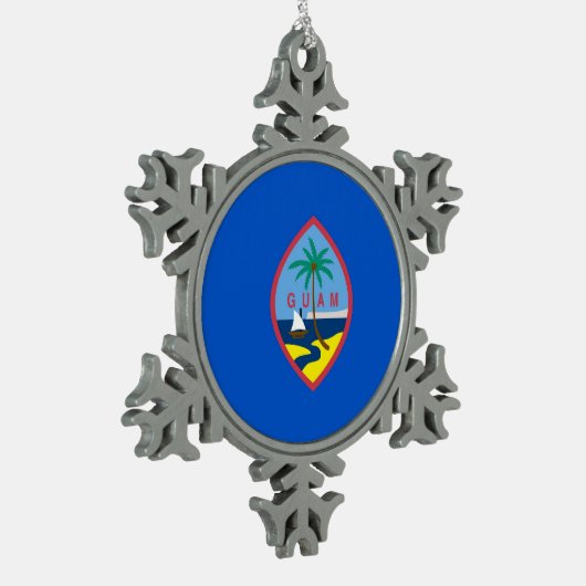 Schneeflocken mit Guam Flag Schneeflocken Zinn-Ornament (Links)