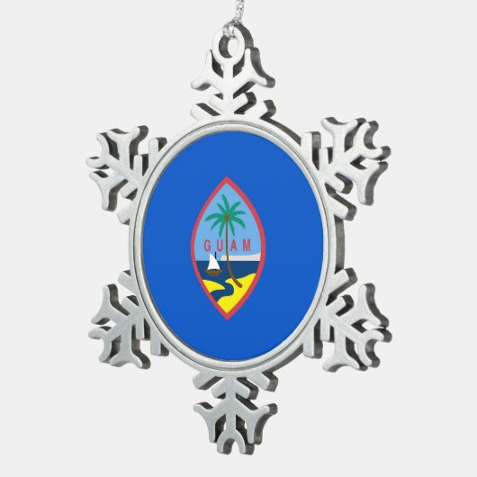 Schneeflocken mit Guam Flag Schneeflocken Zinn-Ornament (Rechts)