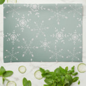 Schneeflocken mit hellgrünem Hintergrund Küchentuch (Gefaltet)