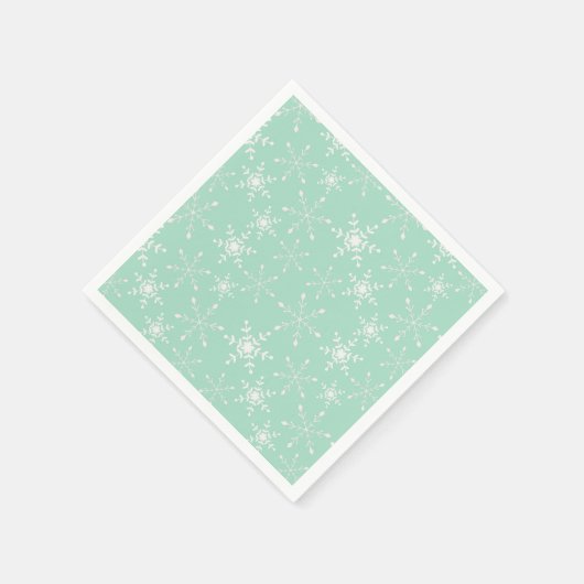 Schneeflocken mit hellgrünem Hintergrund Serviette (Ecke)
