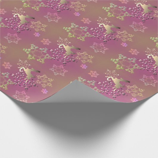 Schneeflocken mit Hirsch Geschenkpapier (Ecke)