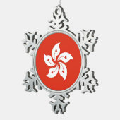 Schneeflocken mit Hongkonger Flagge Zinn-Ornament (Rechts)