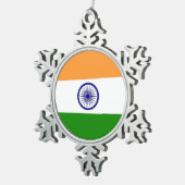 Schneeflocken mit indischer Flagge Zinn-Ornament (Rechts)