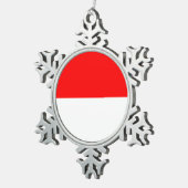 Schneeflocken mit indonesischer Flagge Schneeflocken Zinn-Ornament (Rechts)