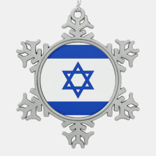 Schneeflocken mit israelischer Flagge Schneeflocken Zinn-Ornament