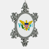 Schneeflocken mit Jungfrau Islands Flag Schneeflocken Zinn-Ornament (Links)