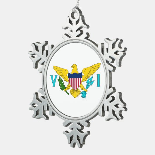 Schneeflocken mit Jungfrau Islands Flag Schneeflocken Zinn-Ornament (Rechts)