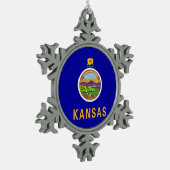 Schneeflocken mit Kansas Flag Zinn-Ornament (Links)