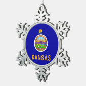 Schneeflocken mit Kansas Flag Zinn-Ornament (Rechts)