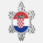 Schneeflocken mit kroatischer Flagge Schneeflocken Zinn-Ornament (Rechts)