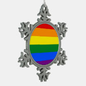 Schneeflocken mit LGBT-Flagge Zinn-Ornament (Links)