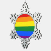 Schneeflocken mit LGBT-Flagge Zinn-Ornament (Rechts)