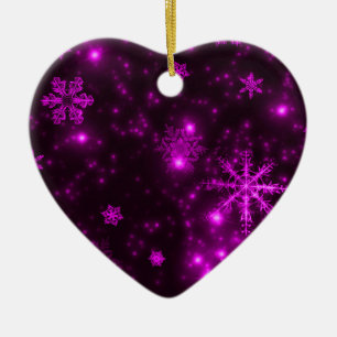 Schneeflocken mit Lila Hintergrund Keramikornament