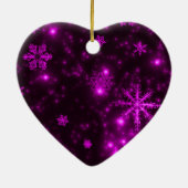Schneeflocken mit Lila Hintergrund Keramikornament (Hinten)
