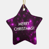 Schneeflocken mit Lila Hintergrund Keramikornament (Links)
