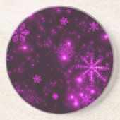 Schneeflocken mit Lila Hintergrund Sandstein Untersetzer (Vorne)