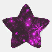 Schneeflocken mit Lila Hintergrund Stern-Aufkleber (Vorderseite)