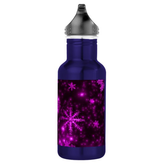 Schneeflocken mit lila Hintergrund Trinkflasche (Rechts)