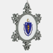 Schneeflocken mit Massachusetts-Fahne Zinn-Ornament (Links)