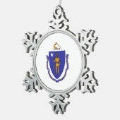 Schneeflocken mit Massachusetts-Fahne Zinn-Ornament (Rechts)